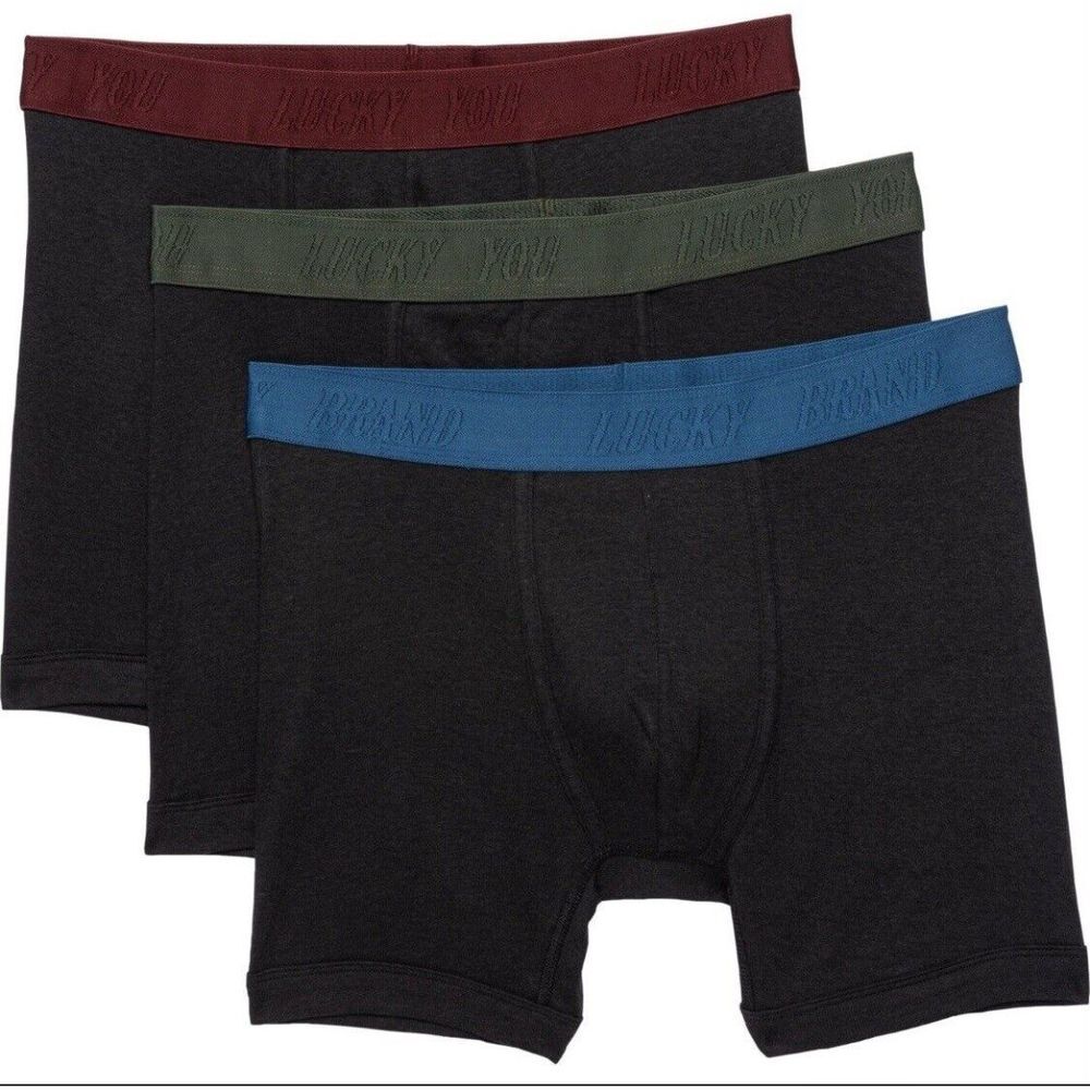 3‎ Pack LUCKY BRAND Men COTTON Boxer Briefs Stretch multicolor Size Small NEW
